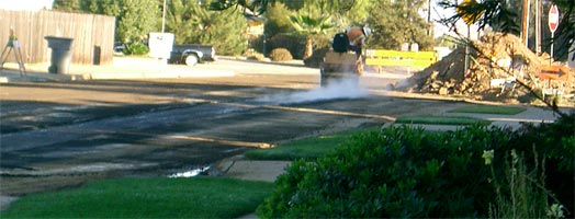 Compacting the asphalt...